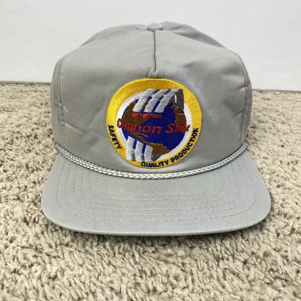 Vtg‎ Voyager Cannon Sline Trucker Snapback Hat Gray Roped Yellow Patch Cap USA - Picture 2 of 12